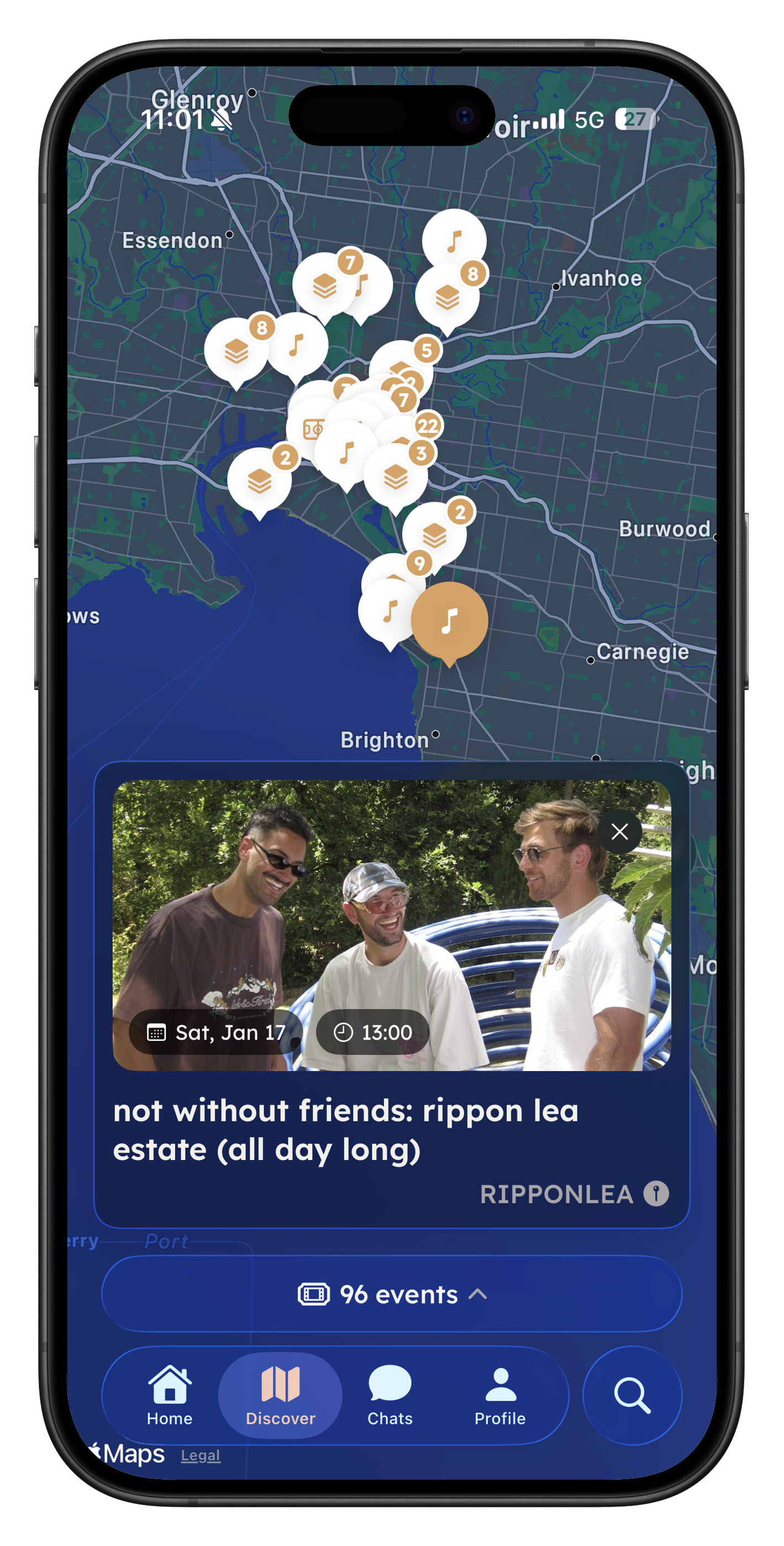 Eventi Discover screen